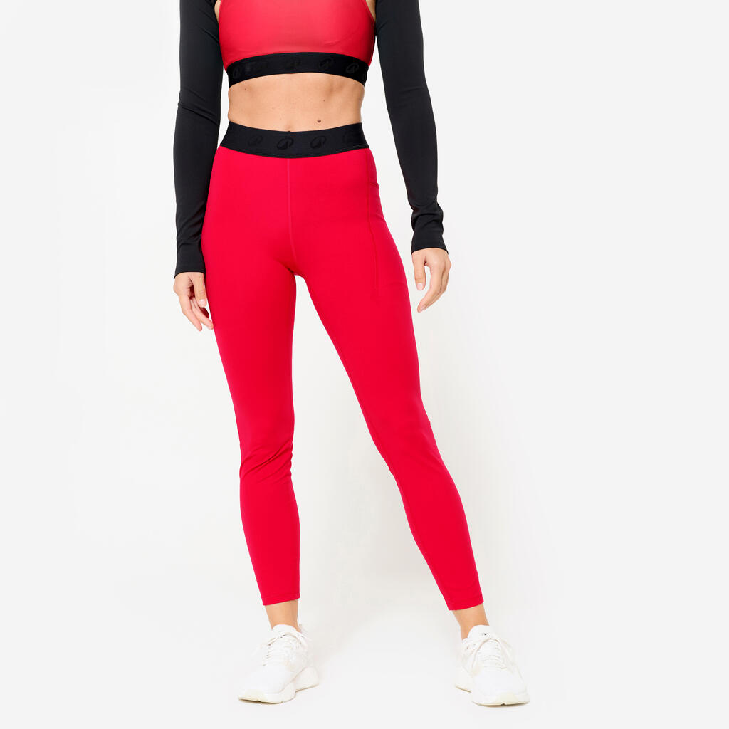 Women's Elasticated Waistband Training Leggings - Red
