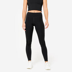 Legging de fitness taille haute et respirant femme avec empiècement mesh, noir