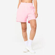 Pantalon scurt larg Fitness Roz-Alb Damă