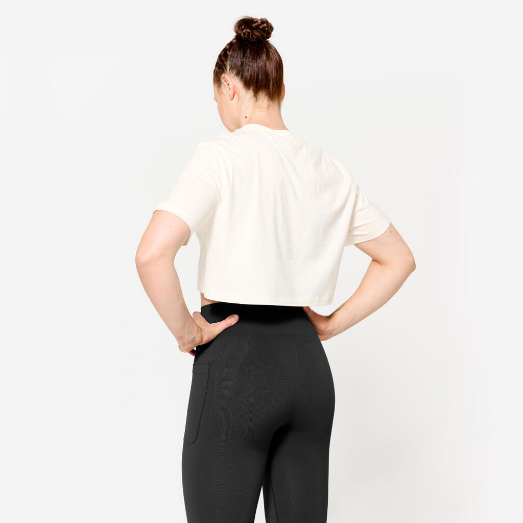 Crop top de musculation coupe ample femme, blanc
