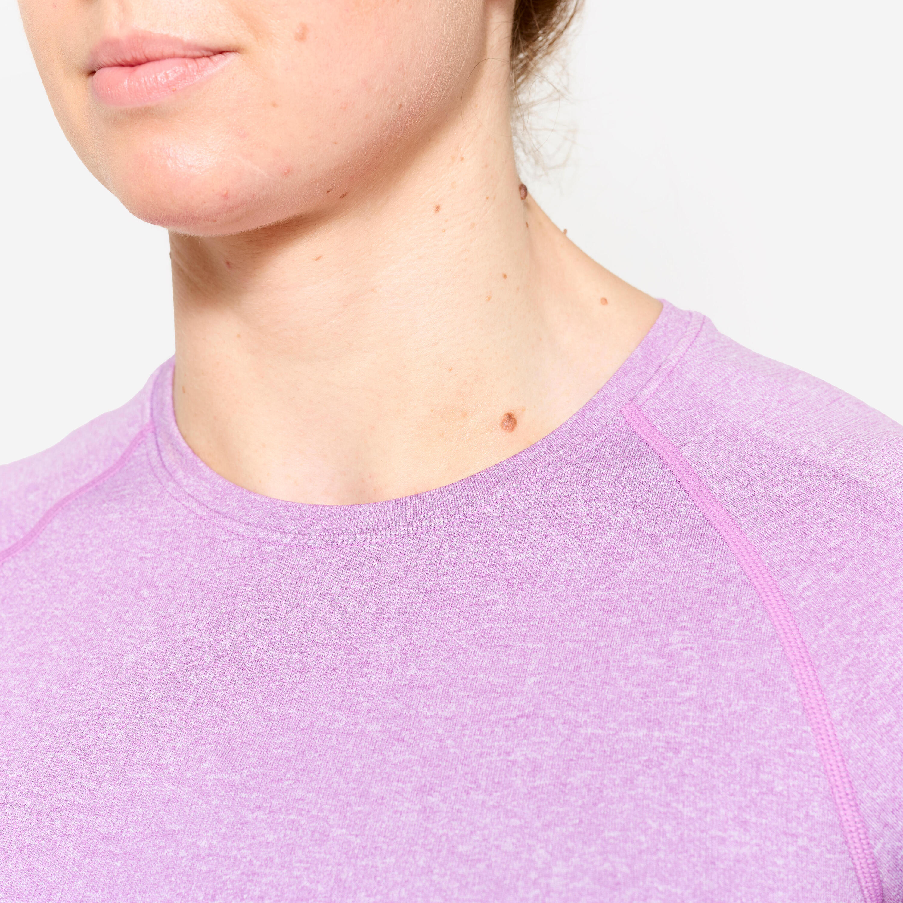 T-shirt donna palestra cropped traspirante lilla 5/7