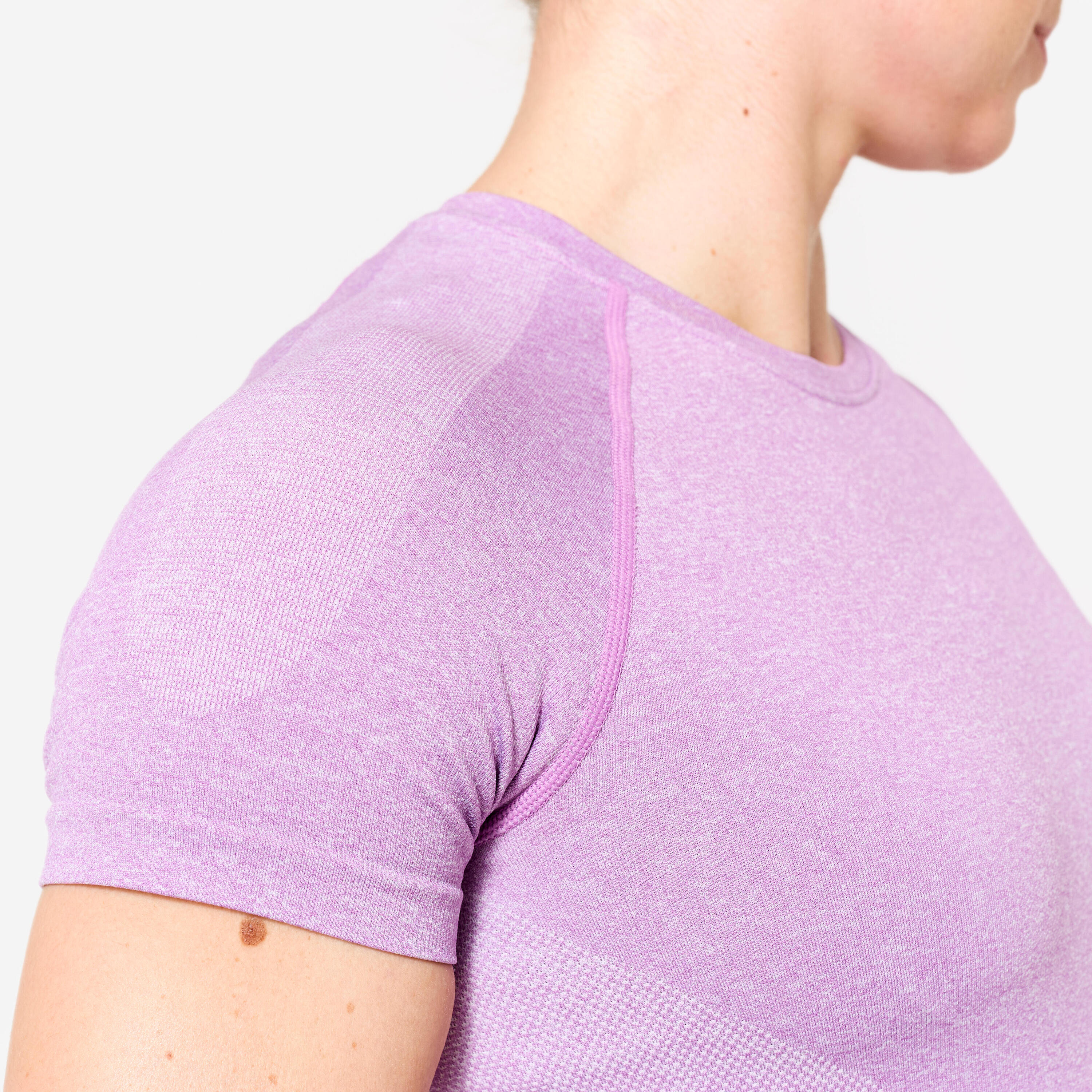 T-shirt donna palestra cropped traspirante lilla 6/7