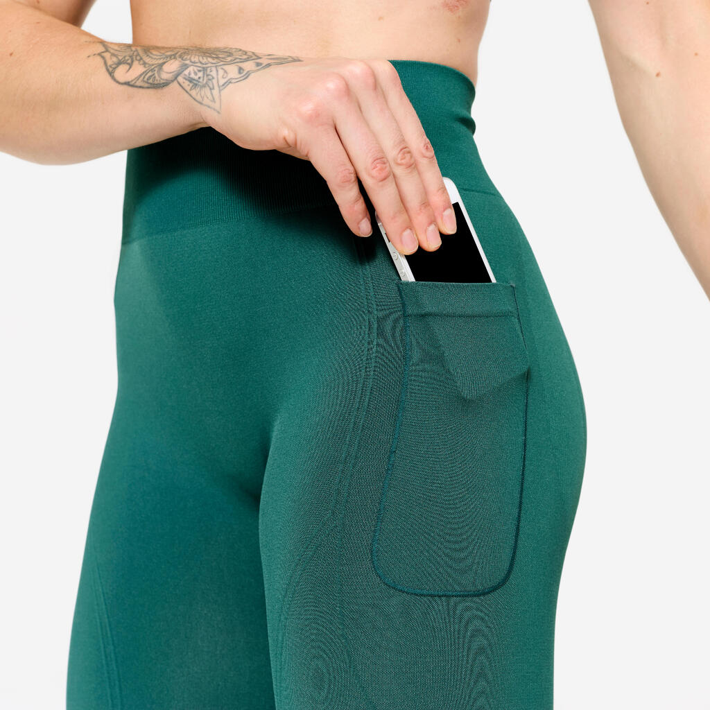 Tamnozelene ženske helanke push-up za fitnes