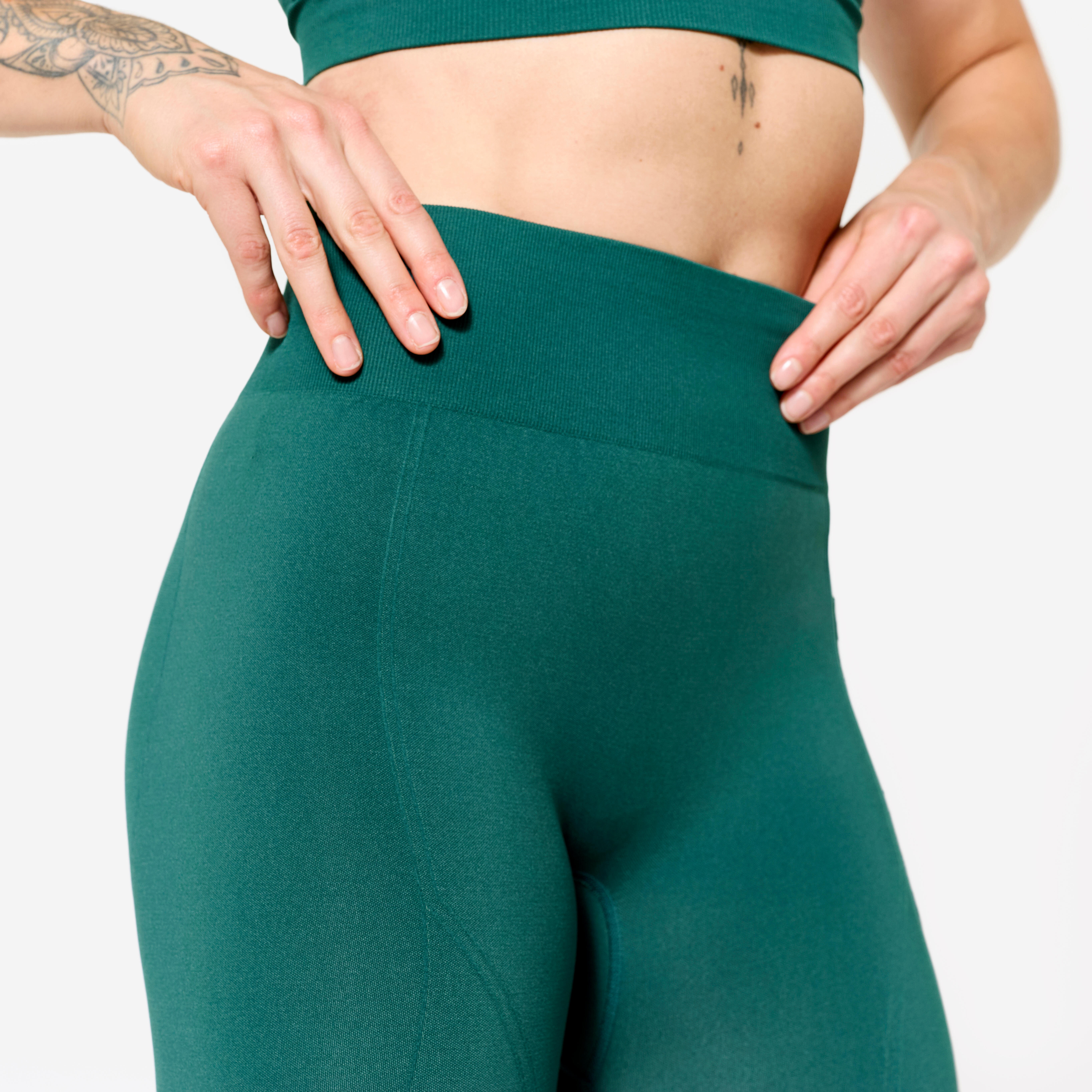 Legging de sport sans coutures rehausseur à taille haute femme - DOMYOS