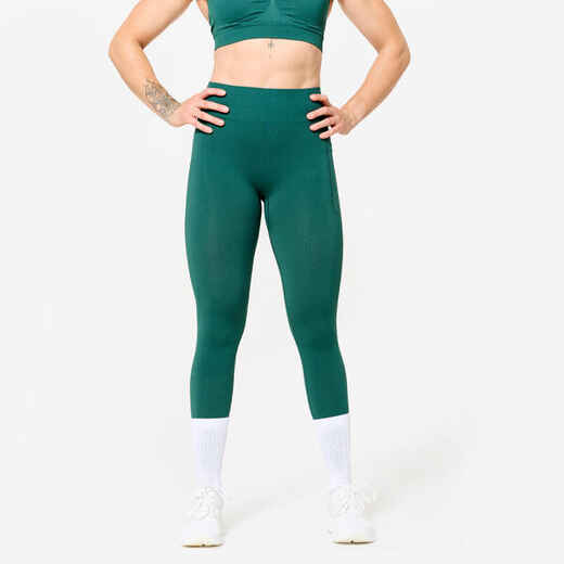 
      Women's High-Waisted Push-Up Fitness Leggings - Dark Green
  