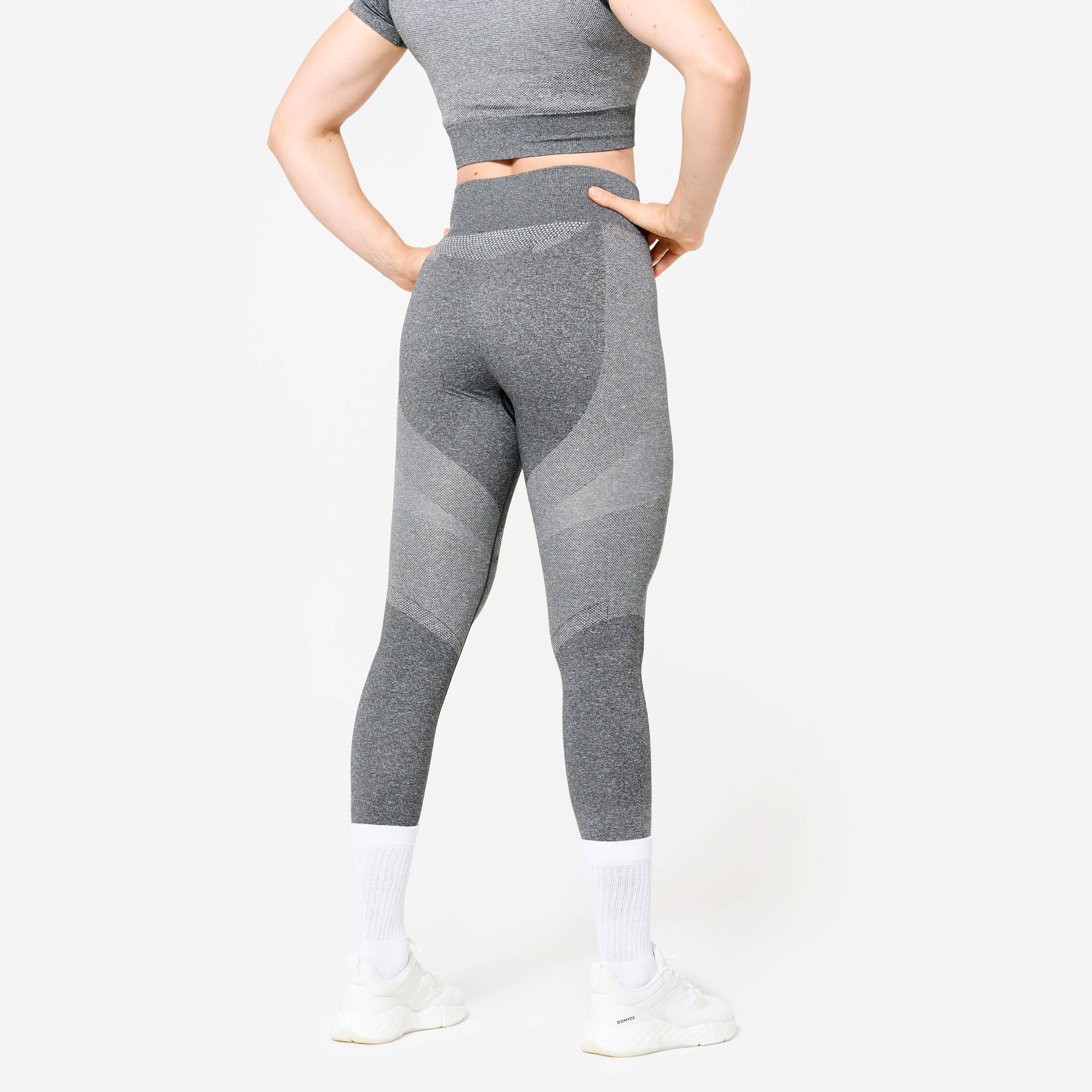 Seamless High Waist with Phone Pocket Women Gym Leggings 900 - Smoked Black -  5