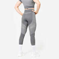 High-Waisted Seamless Fitness Leggings with Phone Pocket - Grey