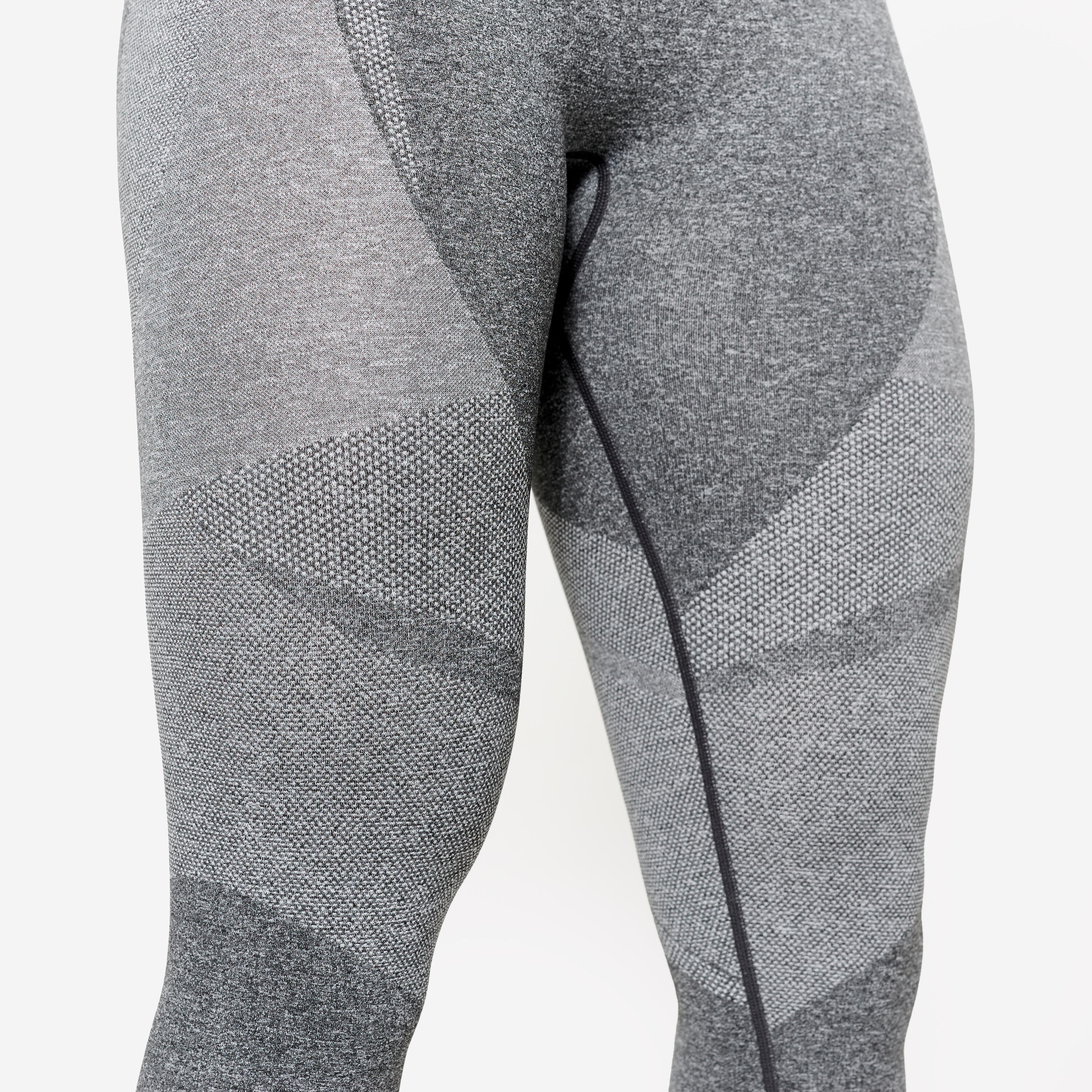 Leggings donna fitness 900 vita alta seamless grigi 7/18