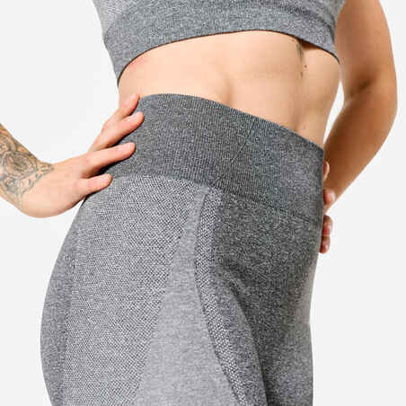 High-Waisted Seamless Fitness Leggings with Phone Pocket - Grey