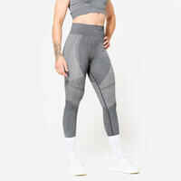 High-Waisted Seamless Fitness Leggings with Phone Pocket - Grey