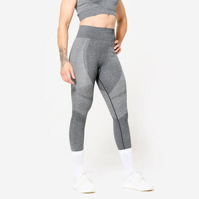 Naadloze fitnesslegging met hoge taille en smartphonezak grijs