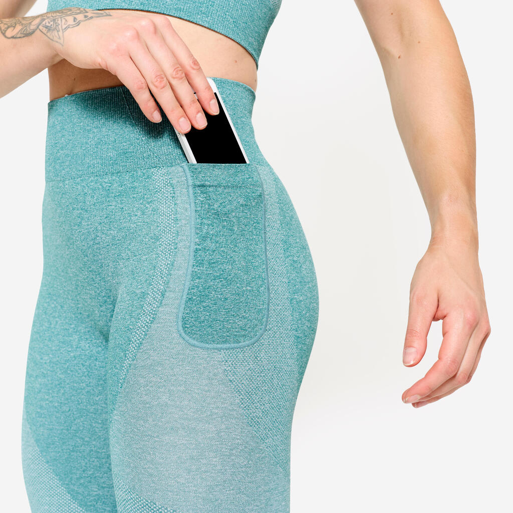 Legging poche téléphone taille haute Fitness Seamless Vert