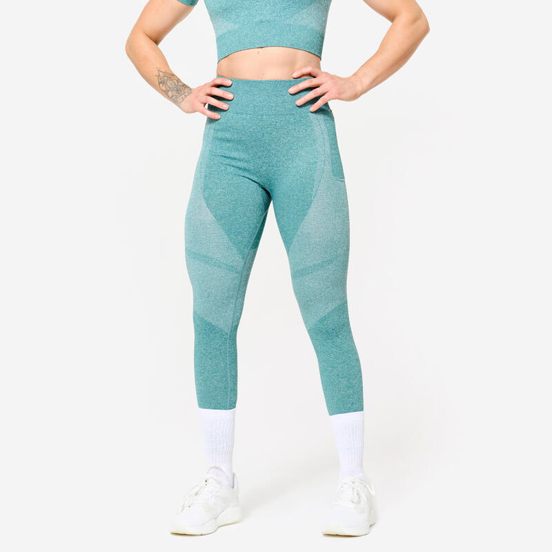 Legging taille haute sans couture Femme - turquoise