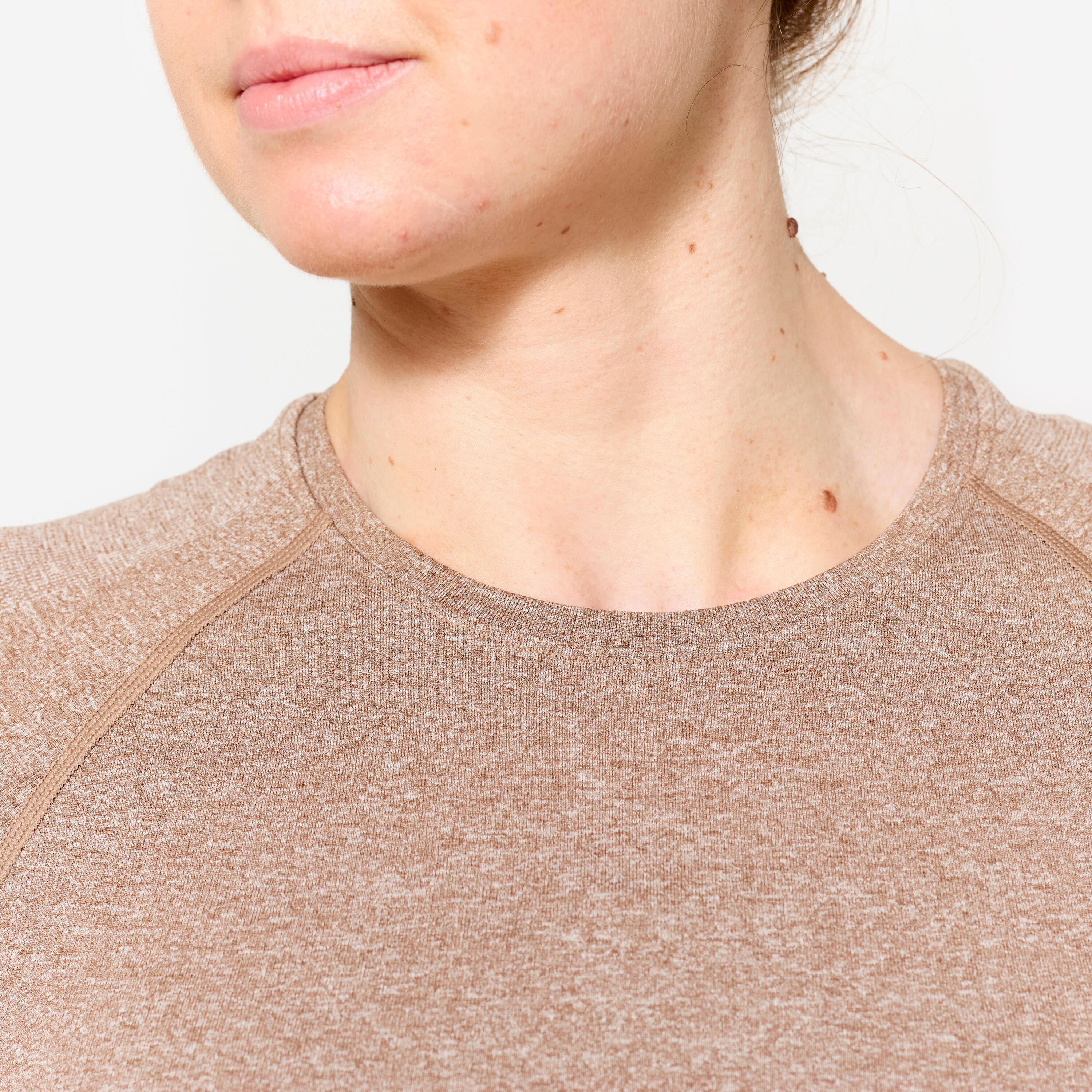 Naadloze crop top voor fitness bruin 5/7