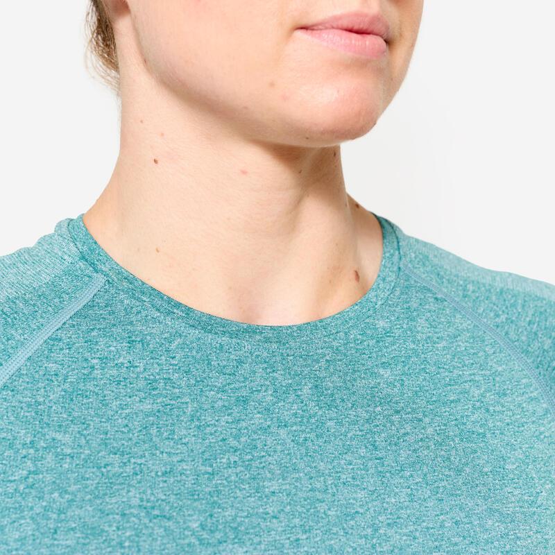 Tee shirt crop top femme - turquoise