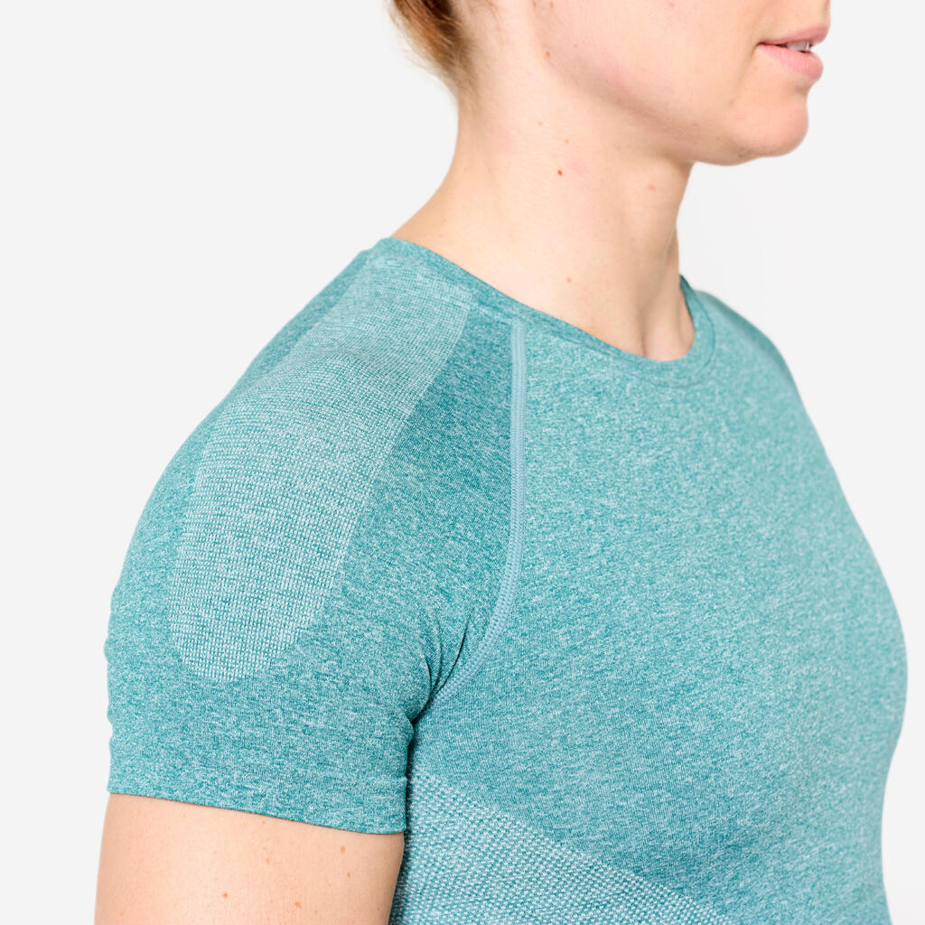 T-shirt crop top de fitness matière seamless, marron