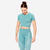 Tee shirt crop top femme - turquoise