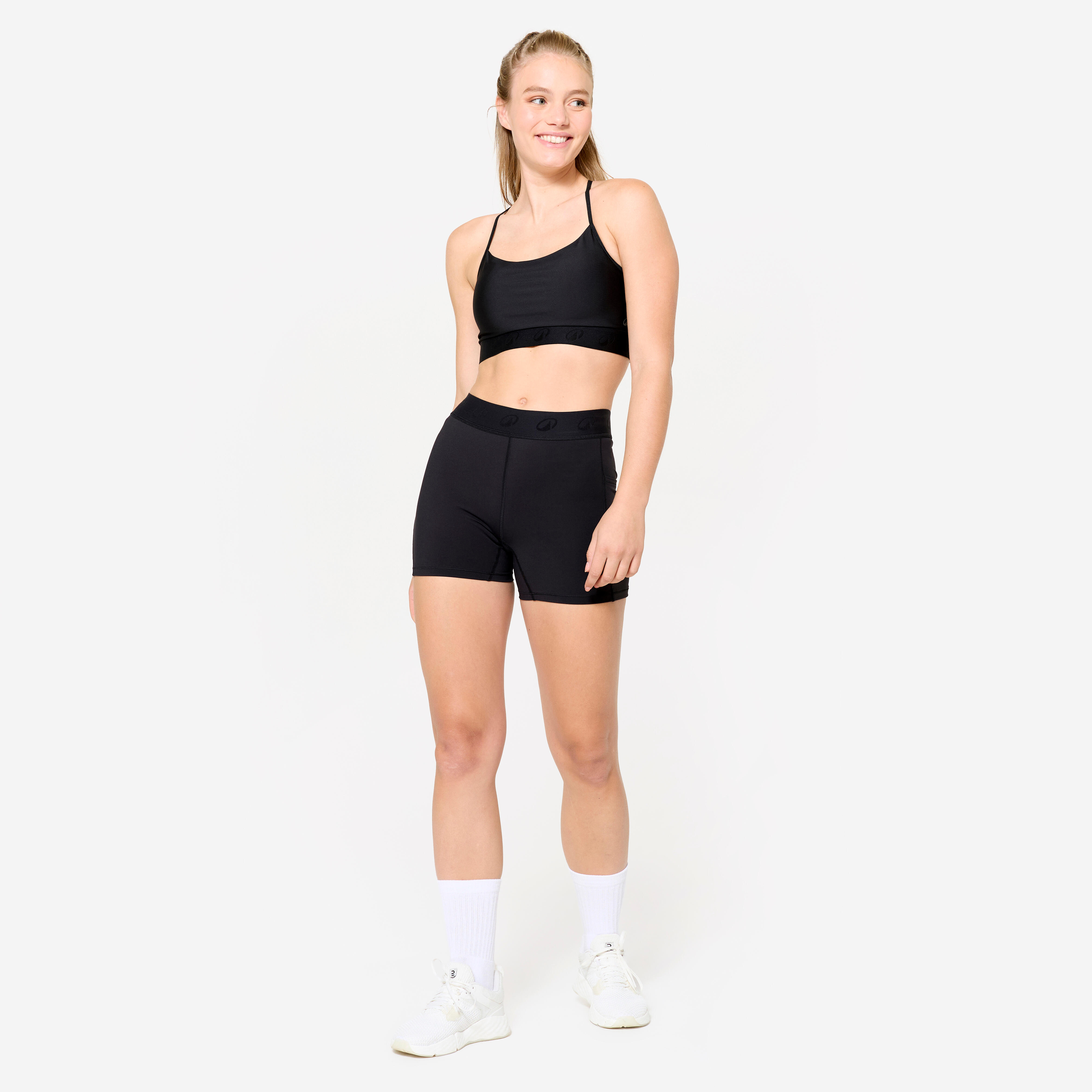 Short d'entraînement avec ceinture élastique et poche latérale femme - DOMYOS