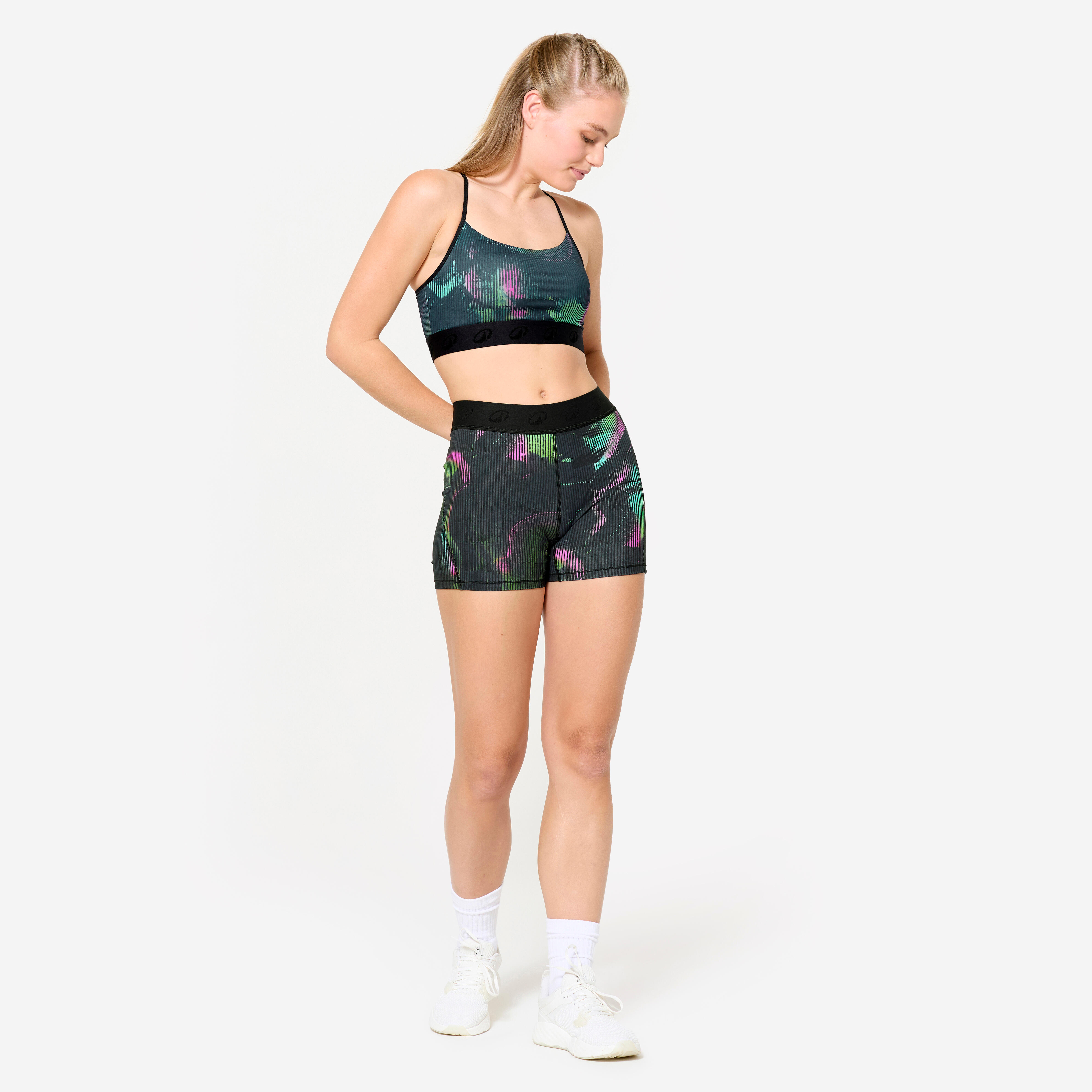 Short d'entraînement avec ceinture élastique et poche latérale femme - DOMYOS