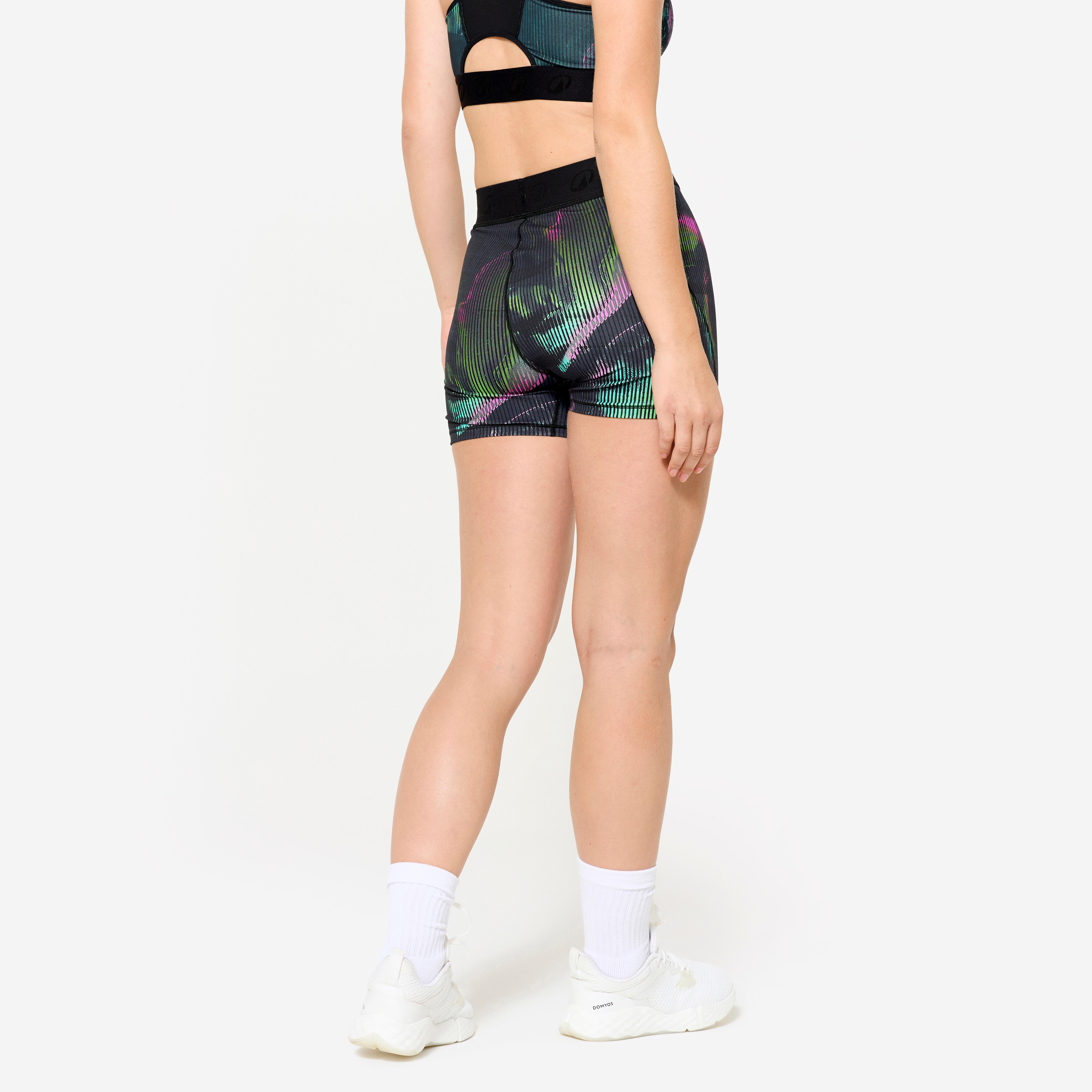 Short d'entraînement avec ceinture élastique et poche latérale femme - DOMYOS