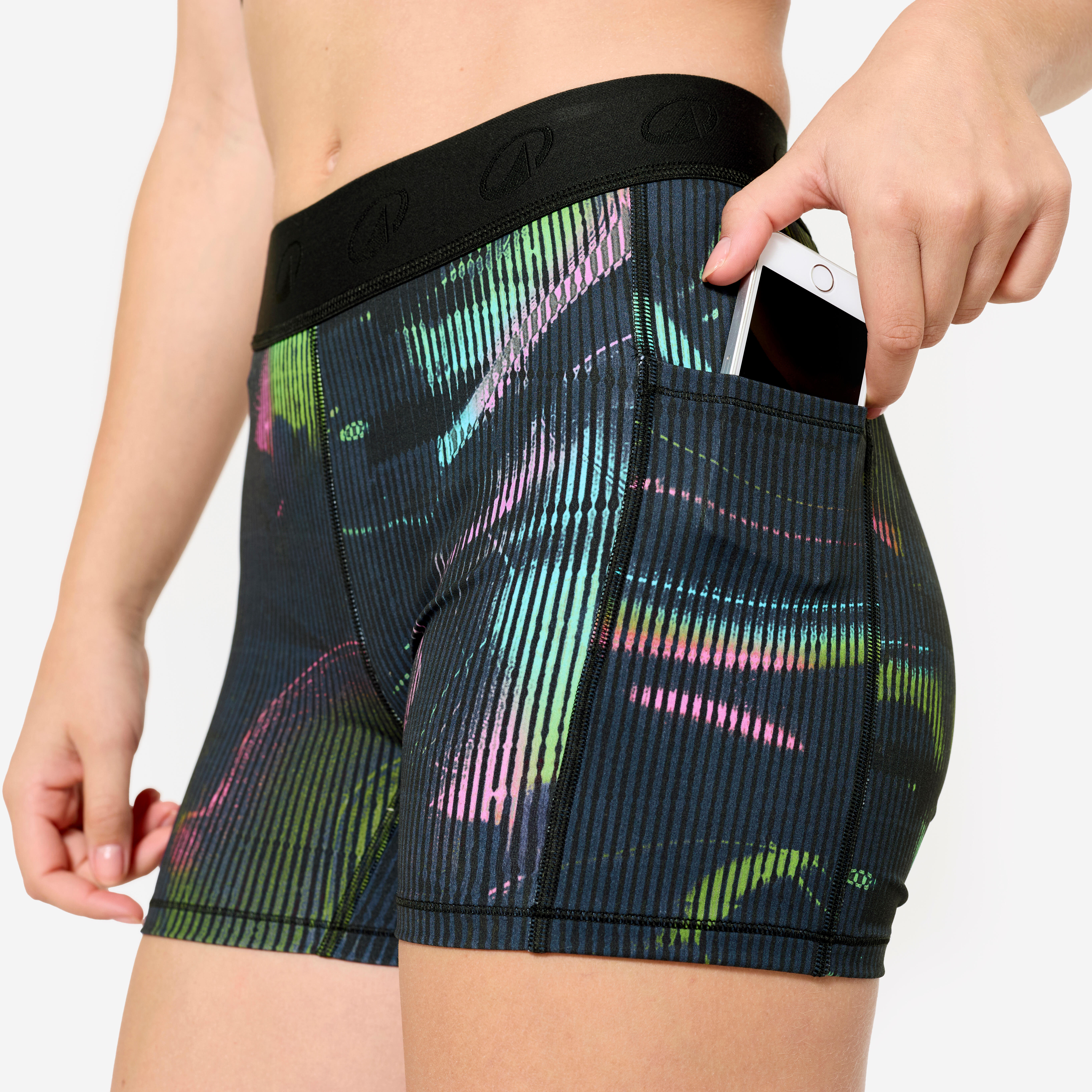 Short d'entraînement avec ceinture élastique et poche latérale femme - DOMYOS