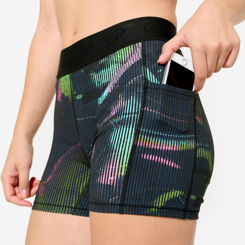 Short de fitness training avec ceinture élastiquée,  motifs colorés