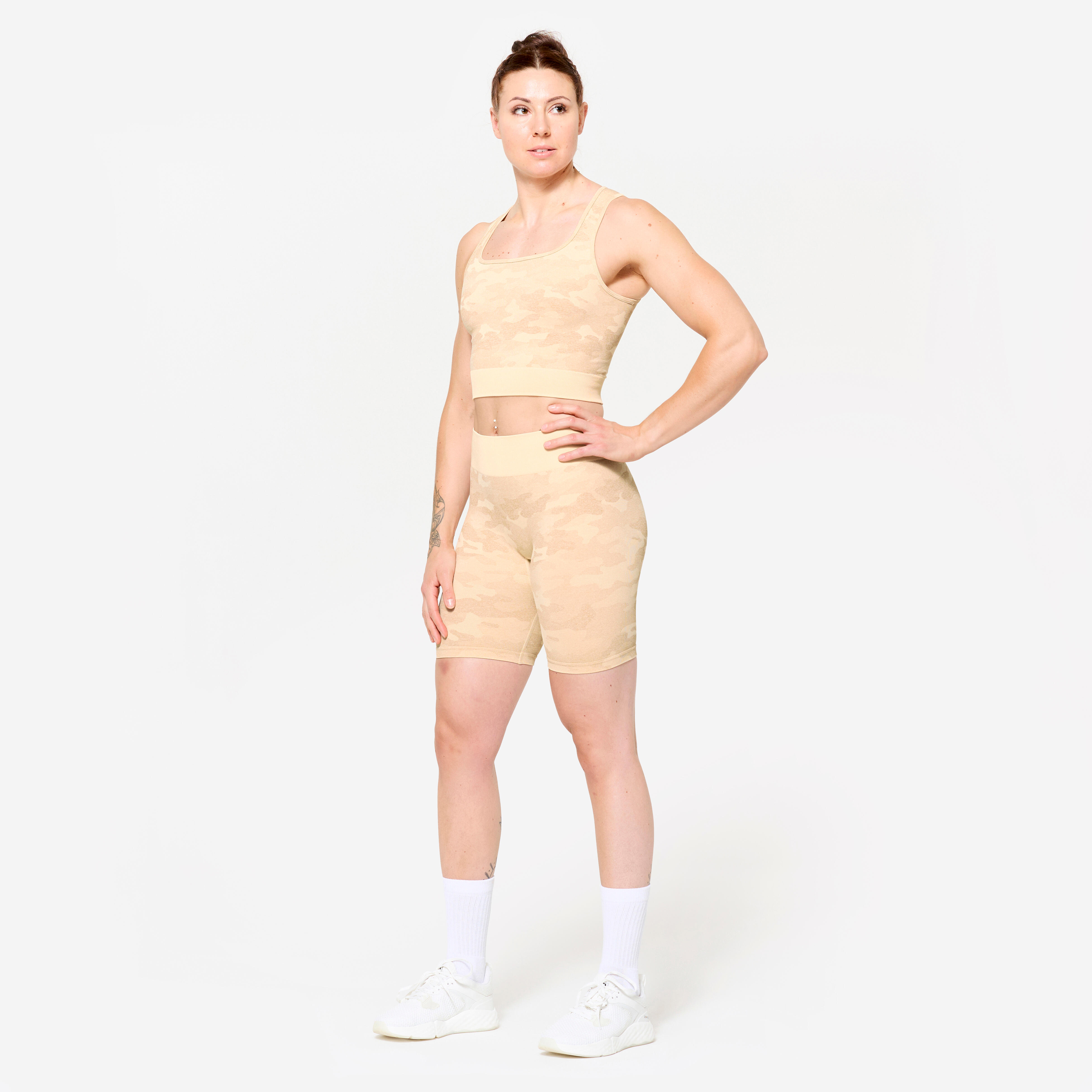 Short à taille haute avec camo femme, FST 900 - DOMYOS