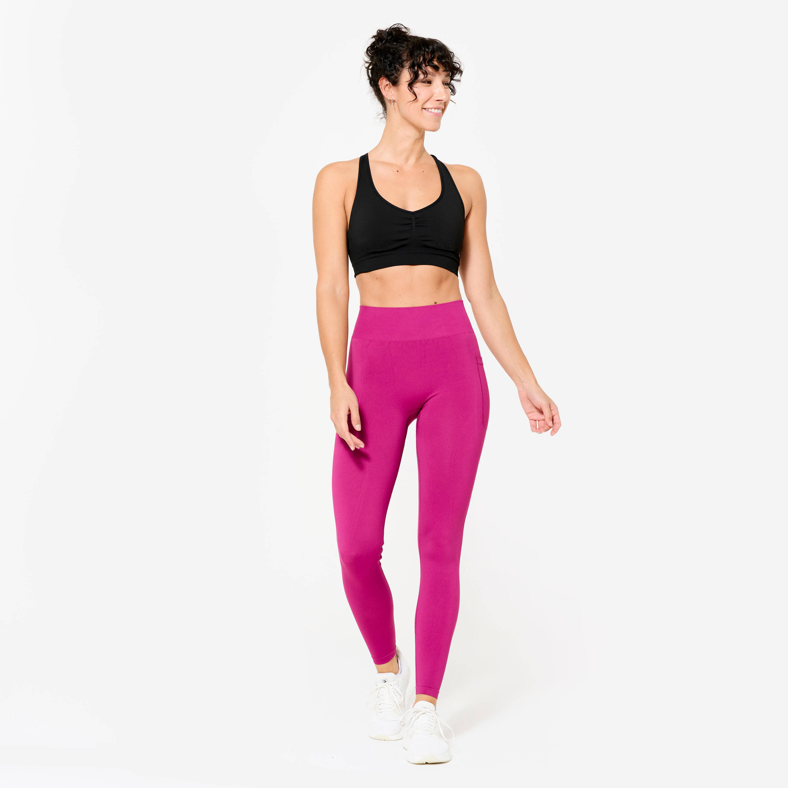High Waist Gym Leggings with Pockets FTI 900 Push-Up - Magenta Purple -  2