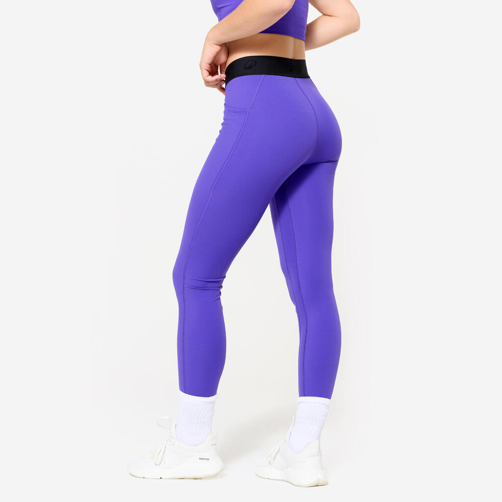 Legging training ceinture élastiquée femme, violet