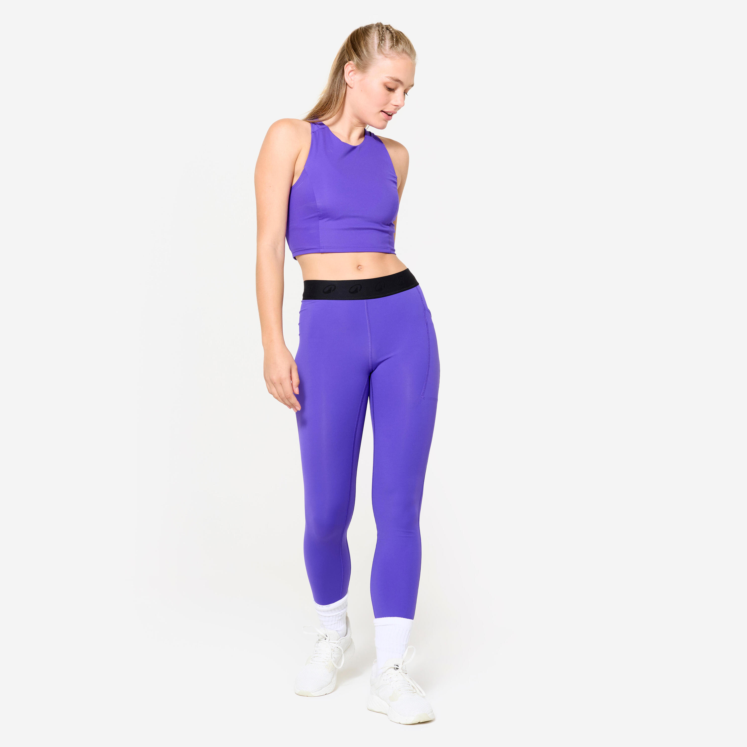 Leggings Damen elastischer Taillenbund - lila 2/5
