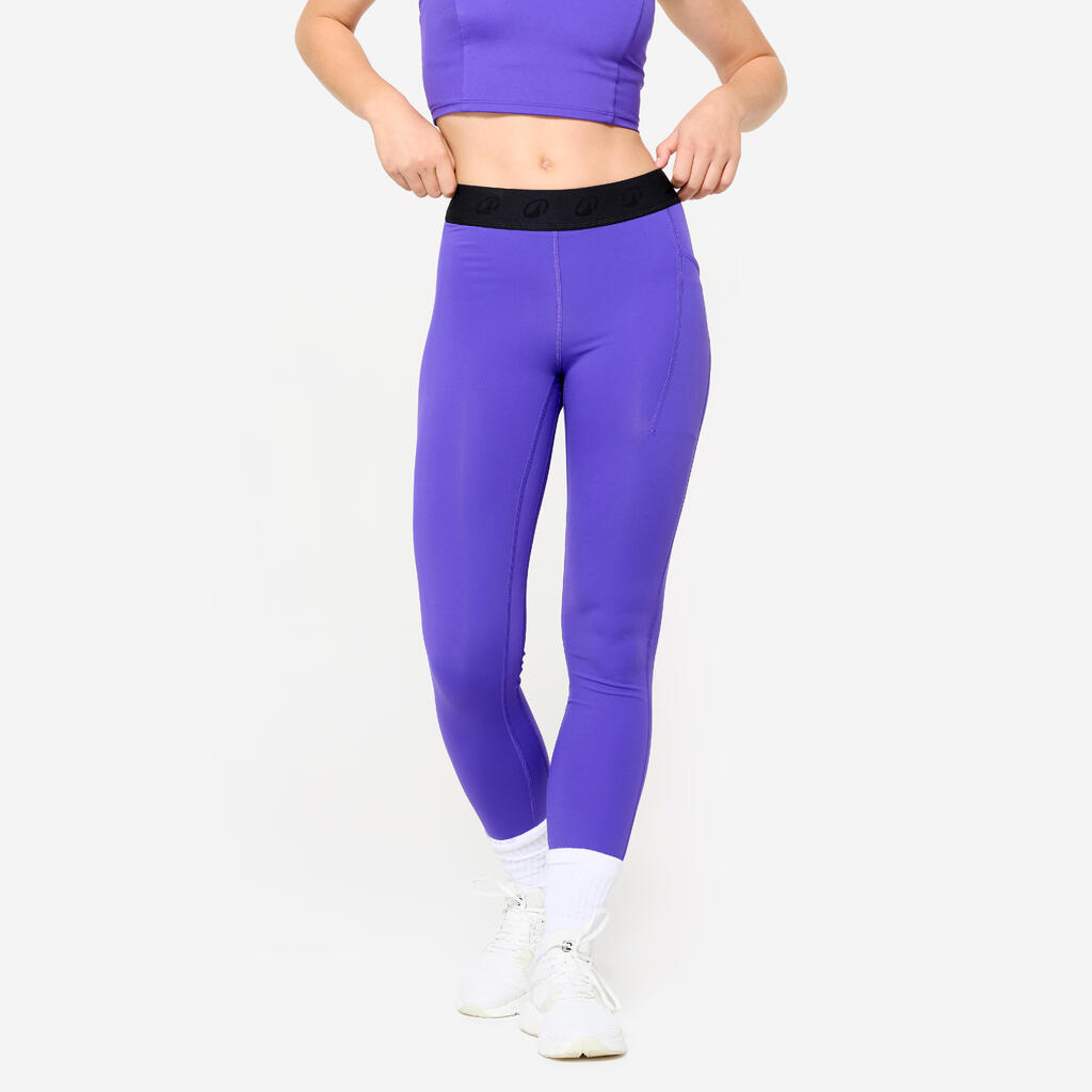 Legging training ceinture élastiquée femme, violet