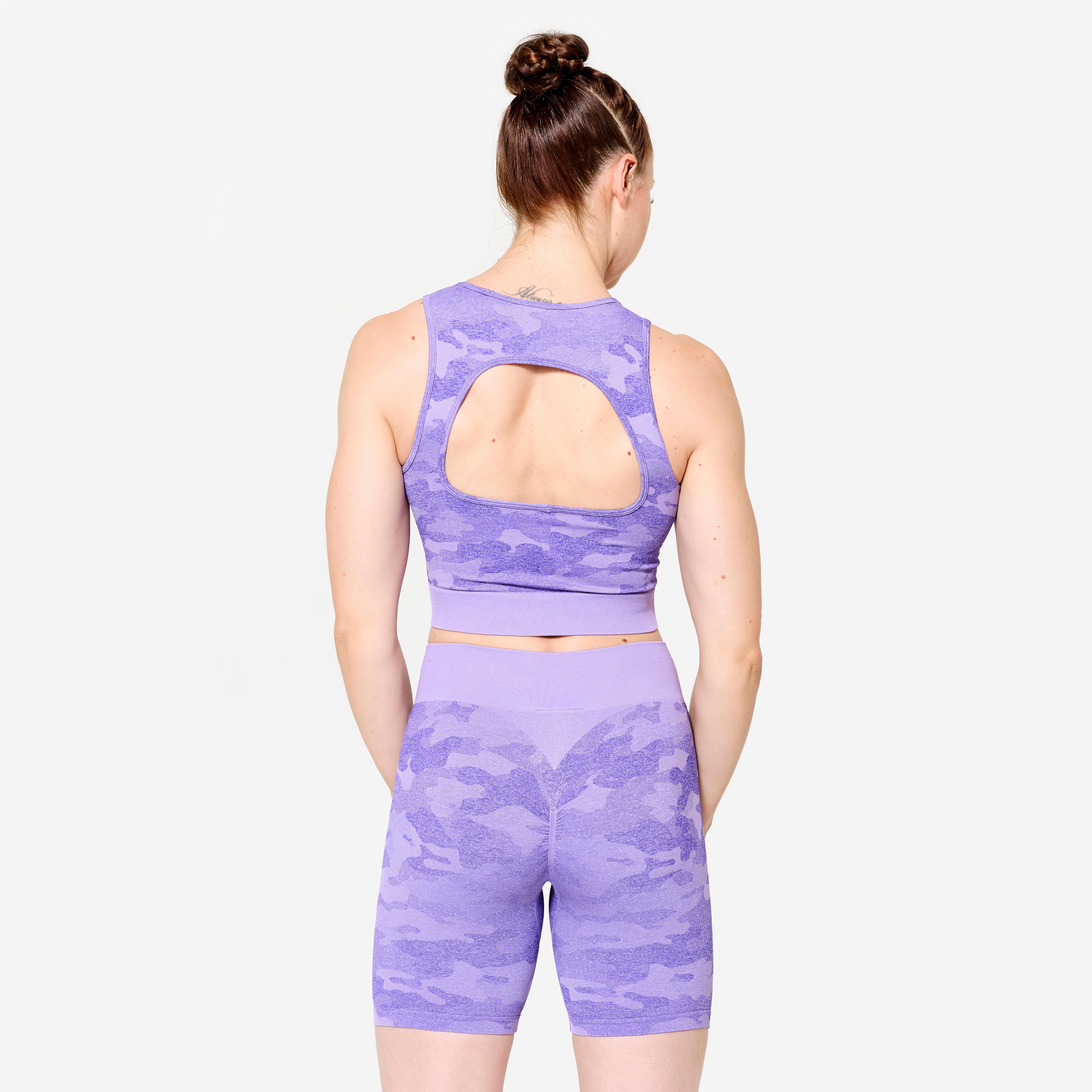 Women's Crop Top with Camo Print, FTA 900 - DOMYOS