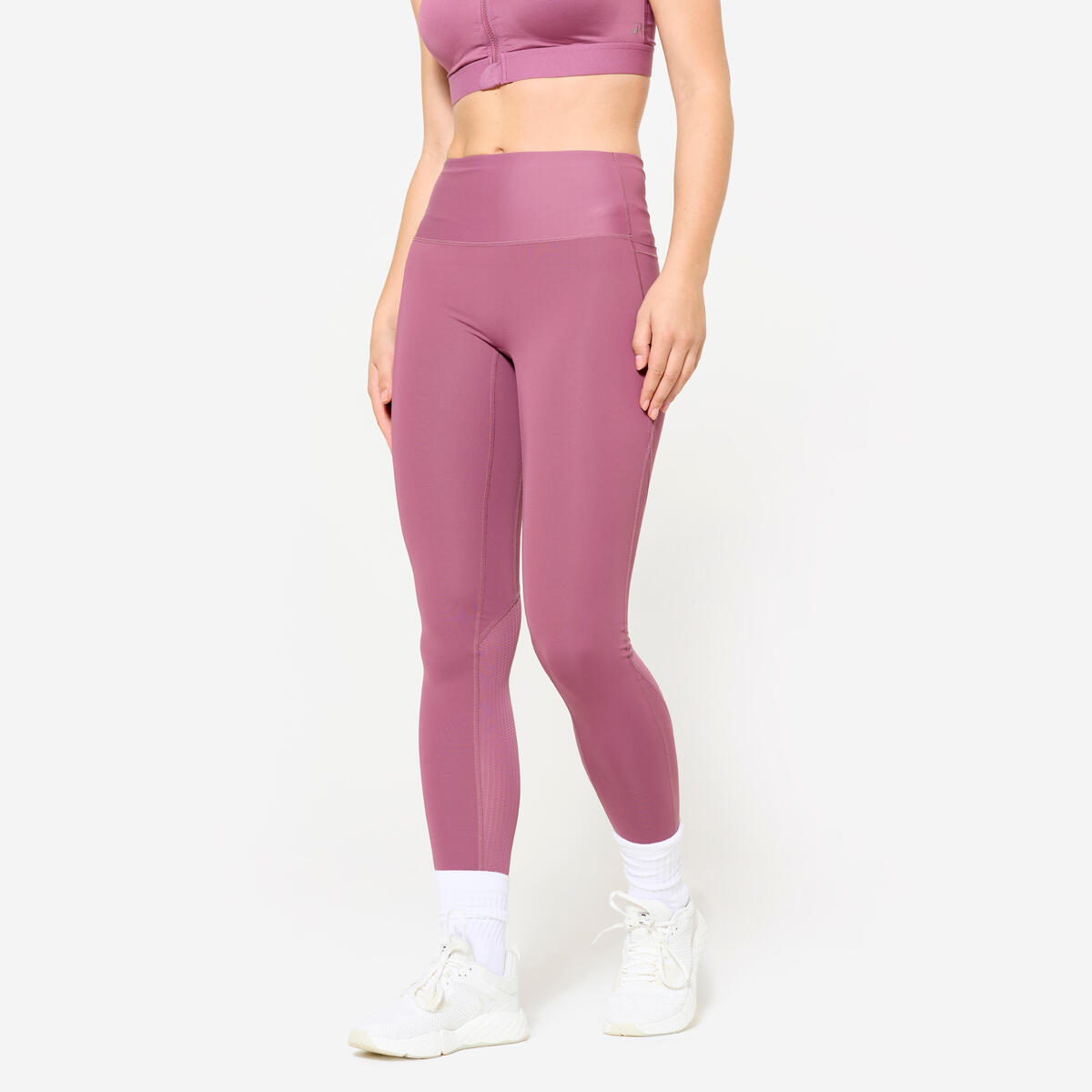 Legging de fitness taille haute femme, violet