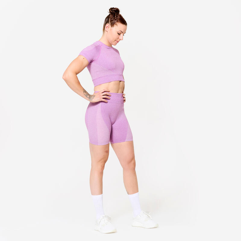 Short de fitness seamless et taille haute, rose