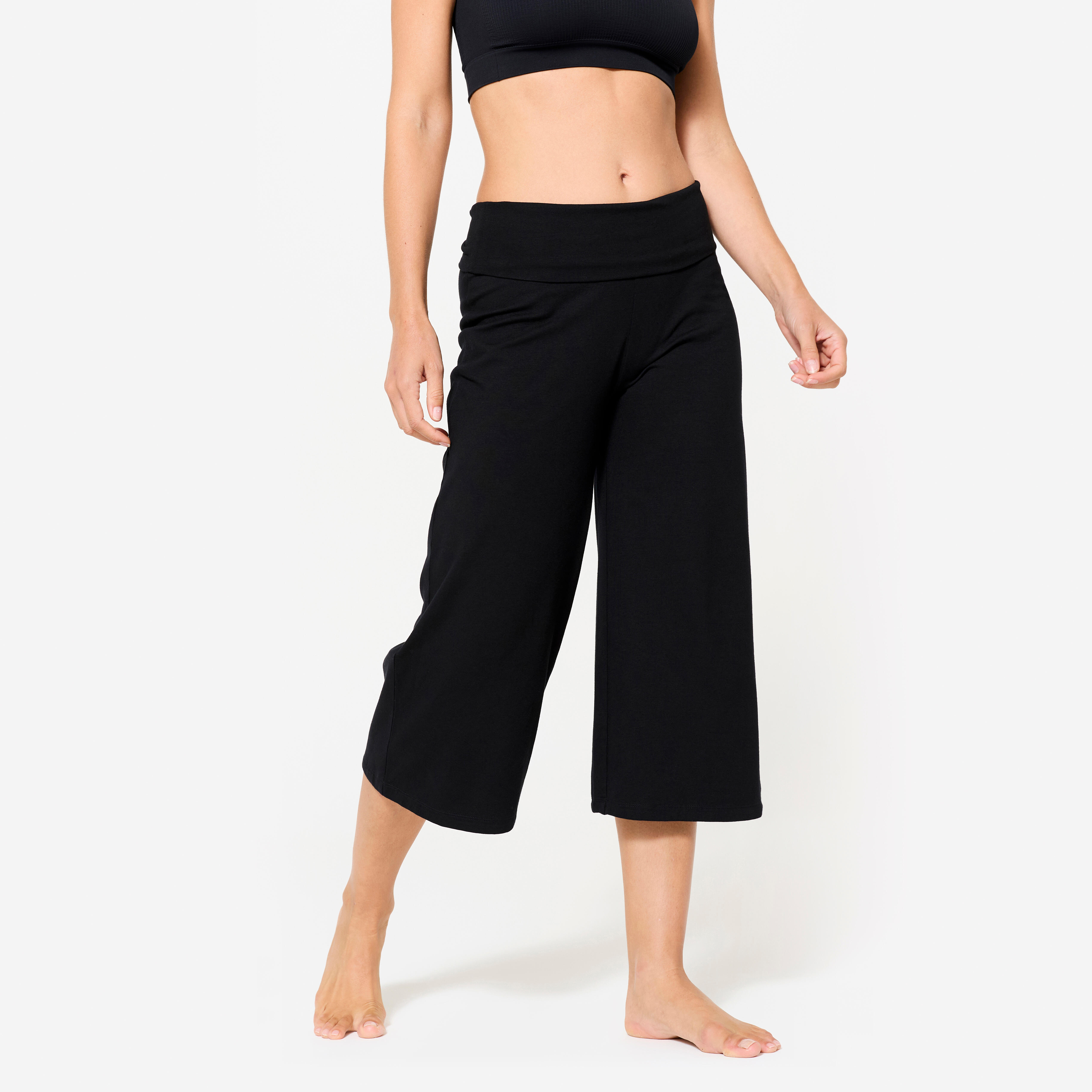 Women's Yoga High-Waisted Cropped Bottoms - Ultra Black