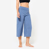 Cotton High Waisted Yoga Capri Women's Pants 500 - Comet Blue