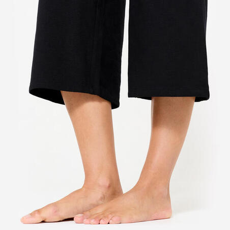 Штани жіночі для йоги вкорочені з високою талією чорні