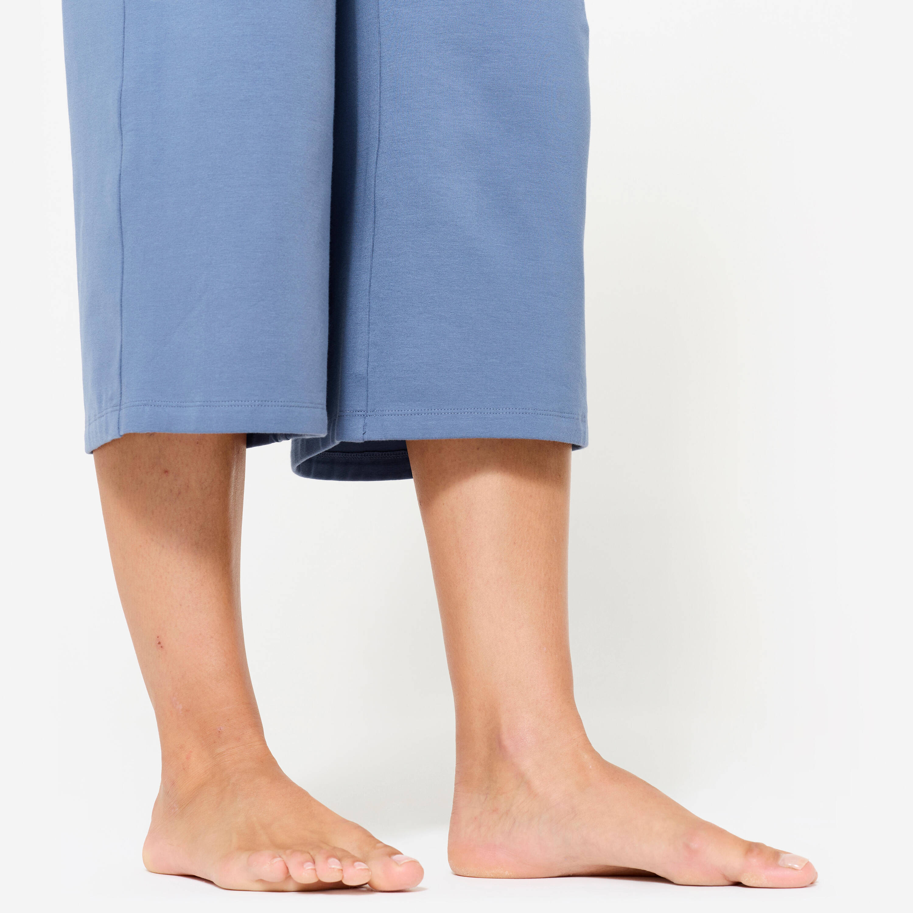Cotton High Waisted Yoga Capri Women's Pants 500 - Comet Blue -  5