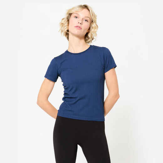 
      Women's breathable short-sleeved fitness T-shirt, midnight blue
  