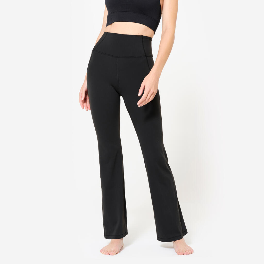 Pantalon évasé effet seconde peau de yoga, violet