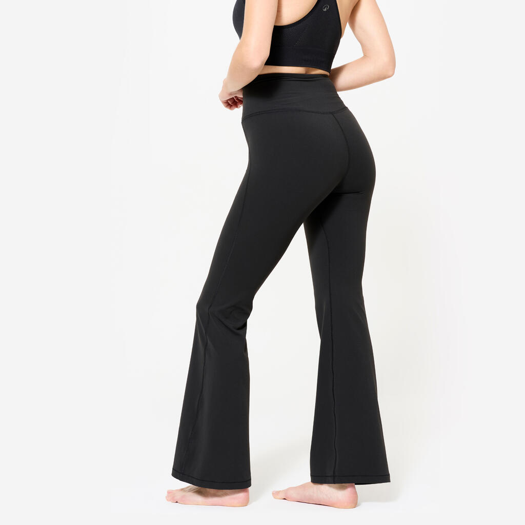 Pantalon évasé effet seconde peau de yoga, violet