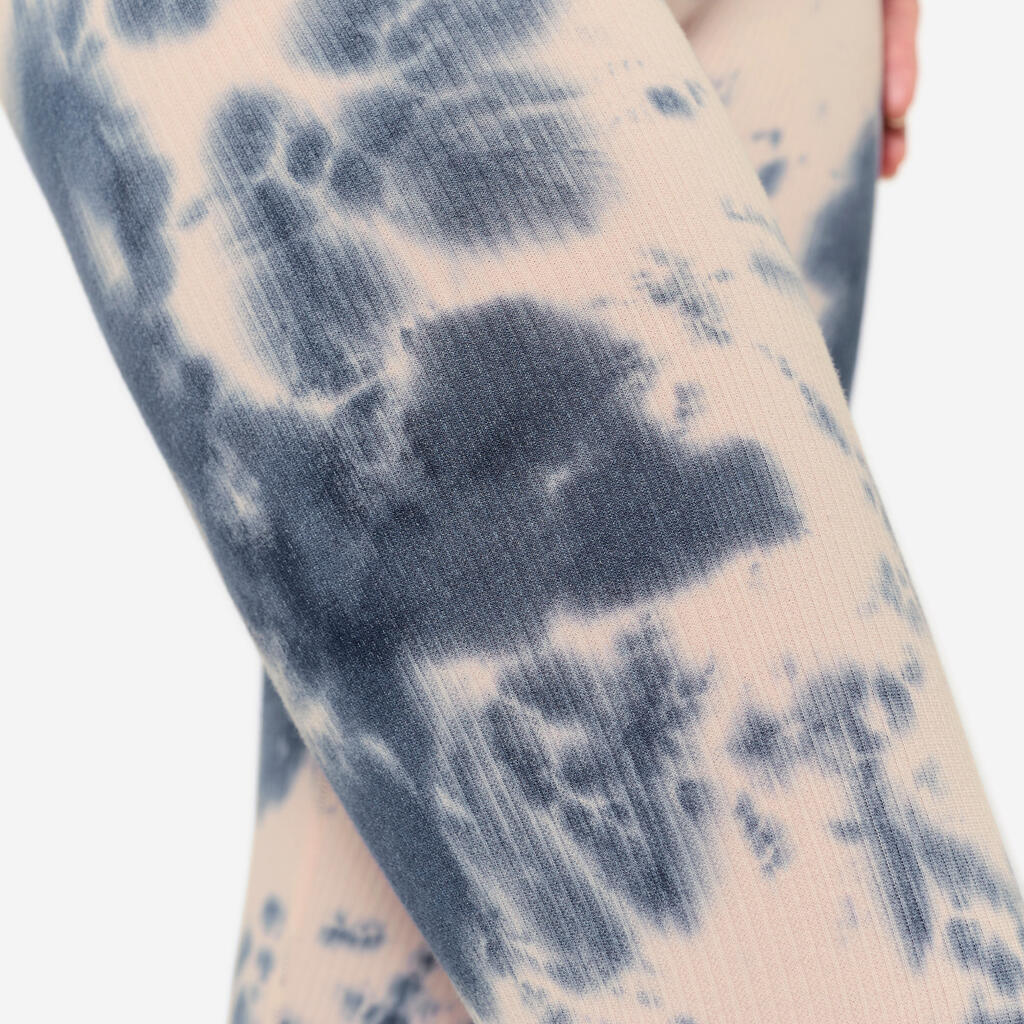 Legging de fitness taille haute femme, rose et bleu