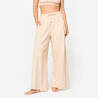 High Waist Wide Cut Women's Loose Track-pant For Gym 520 -Cream Beige