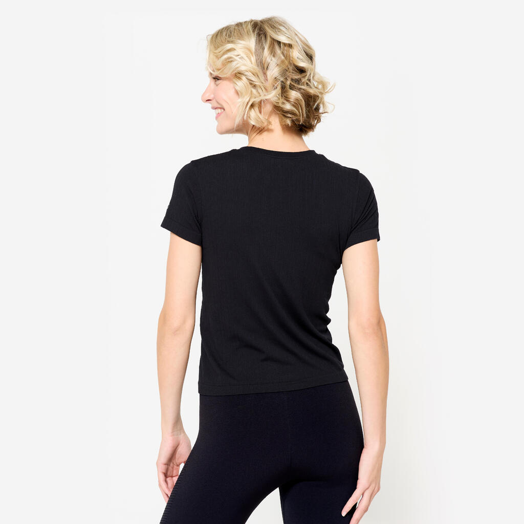 Yoga T-Shirt Damen atmungsaktiv - nachtblau 