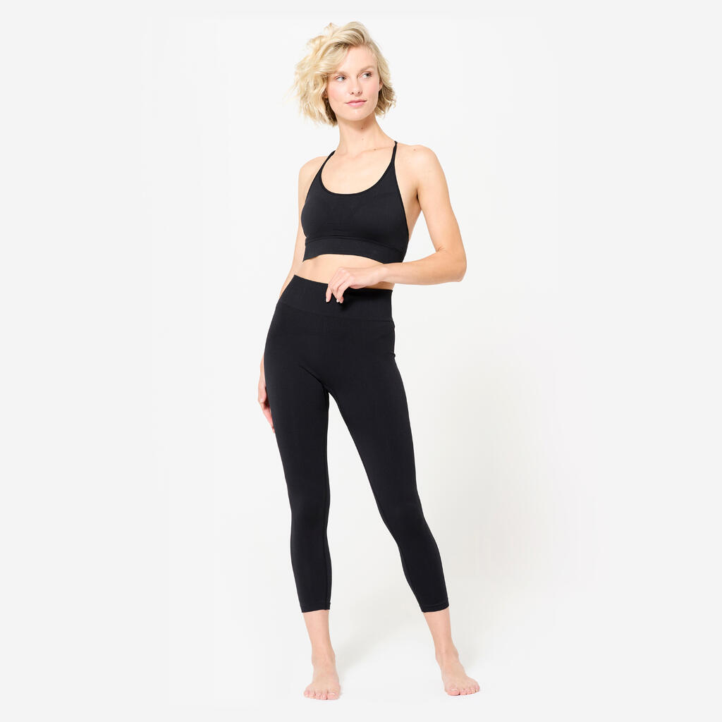 7/8-Leggings Damen Yoga hoher Bund - nachtblau 