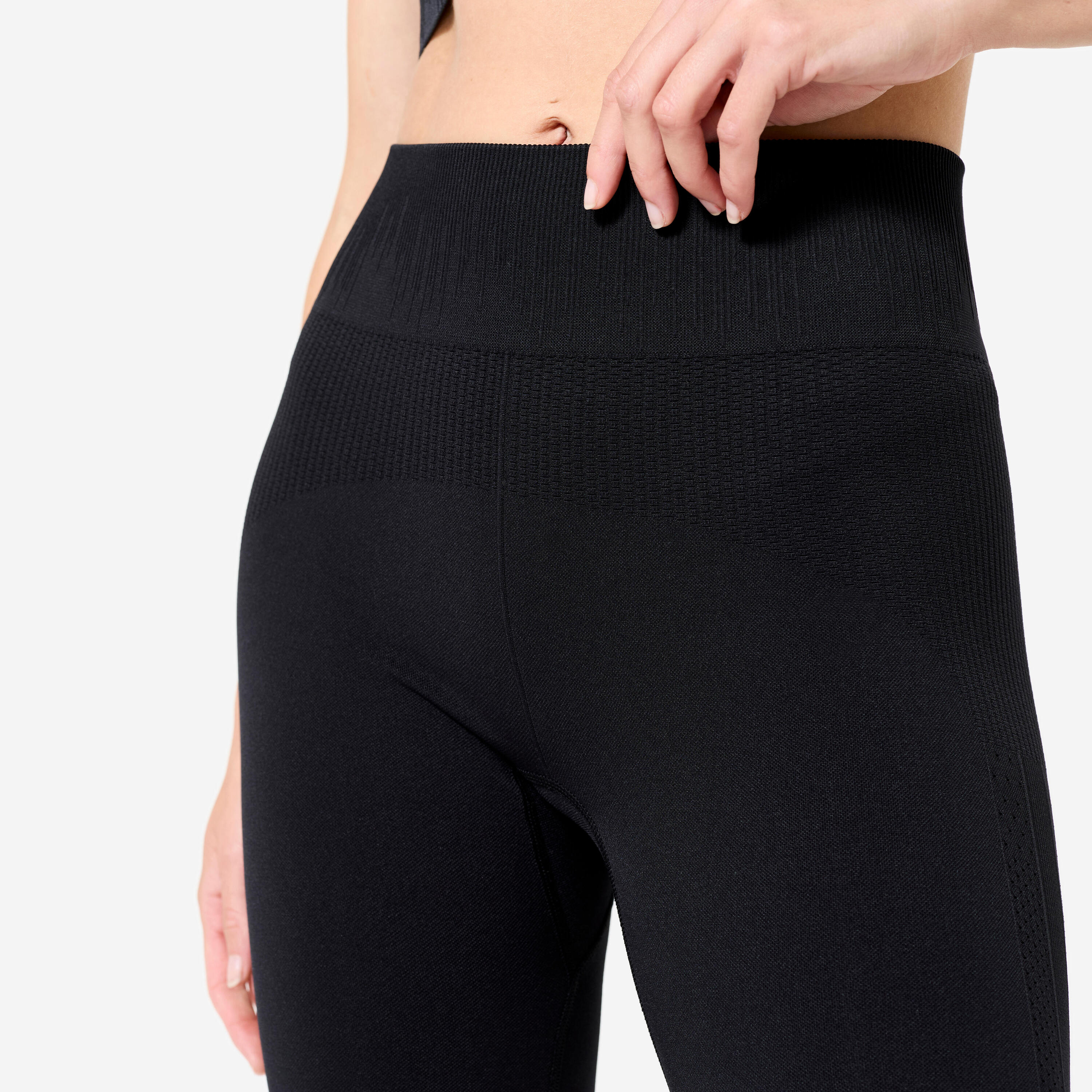 Legging yoga taille haute  7/8e femme, noir 5/6