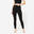 Legging long yoga effet seconde peau taille haute, noir graphite