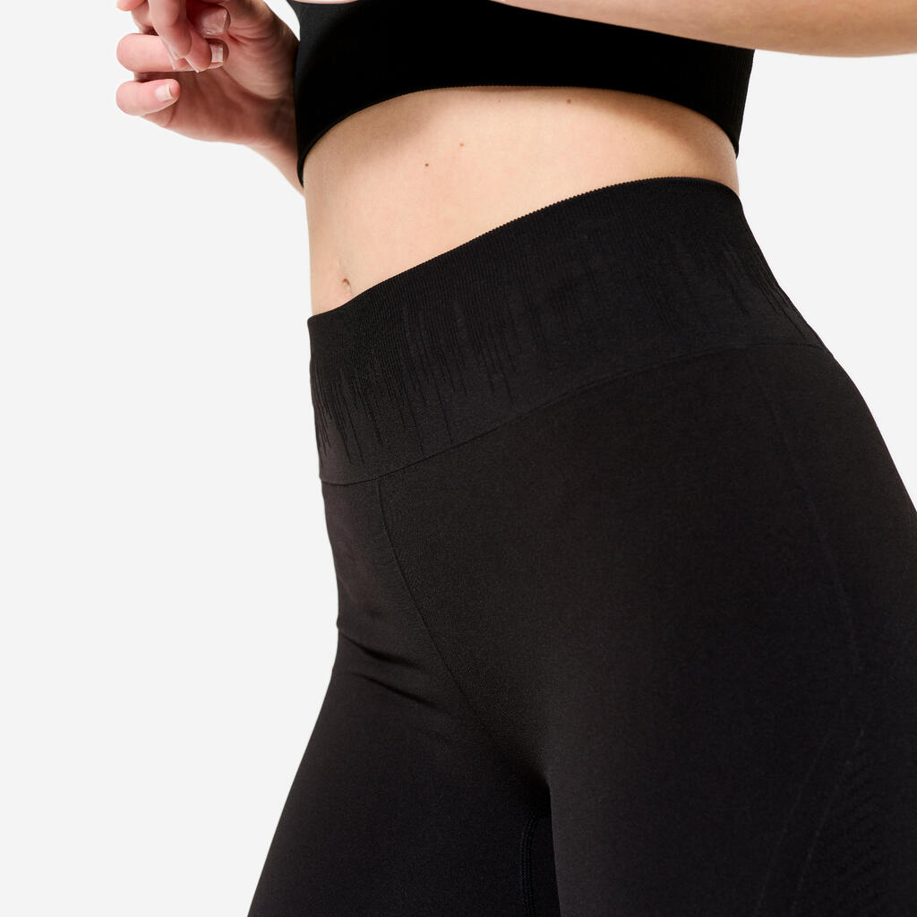 Leggings lang Yoga Zweite-Haut-Effekt hoher Bund - traubenlila
