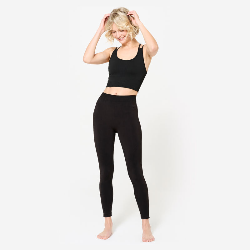 AMIYOYO Lot De 2 Leggings 3/4 Taille Haute Pour Femme - Opaques Et Élastiques - Yoga Fitness Running - Noir + Gris Foncé - 44-50