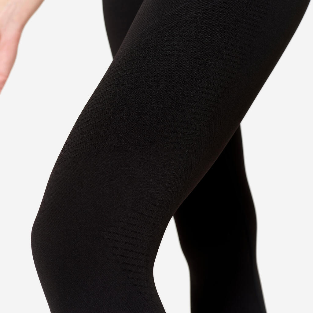Leggings lang Yoga Zweite-Haut-Effekt hoher Bund - traubenlila